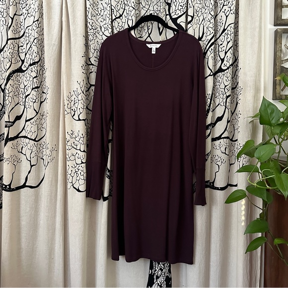 ATHLETA Oxblood Crossover Sweatshirt Dress Like New - Picture 1 of 4